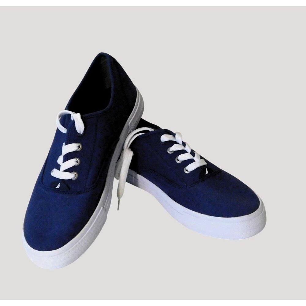 Nautica Deckloom Oxford Canvas Shoes Mens Size 10 Navy Blue Lace-Up Casual - Picture 9 of 10